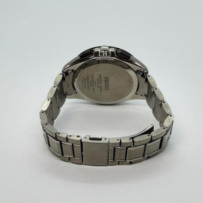 SEIKO BRIGHTZ SAGA241 8B63-0AB0 TITANIUM SOLAR RADIO BLACK DIAL MENS WATCH