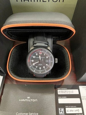 HAMILTON KHAKI TAKEOFF AIR ZERMATT H76695733 BLACK PVD AUTOMATIC WATCH NEW BOX