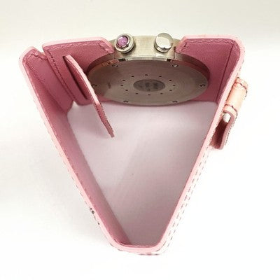 CARTIER PASHA TRAVEL CLOCK ALARM W0100072 STAINLESS STEEL LEATHER PINK CASE