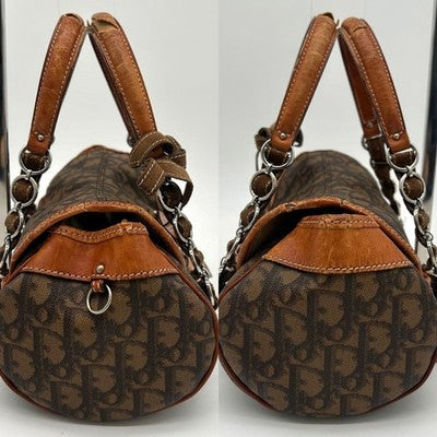 CHRISTIAN DIOR ROMANTIC TROTTER HANDBAG PVC BROWN HEART PADLOCK (NO KEY)
