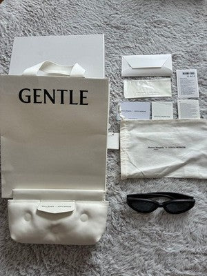 MAISON MARGIELA X GENTLE MONSTER MM108 SUNGLASSES BLACK LEATHER FRAME