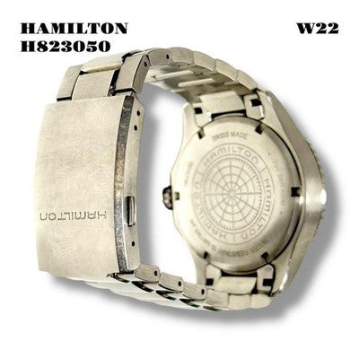 HAMILTON KHAKI AUTOMATIC H823050 NAVY SCUBA BLACK DIAL ORANGE HAND MEN'S WATCH