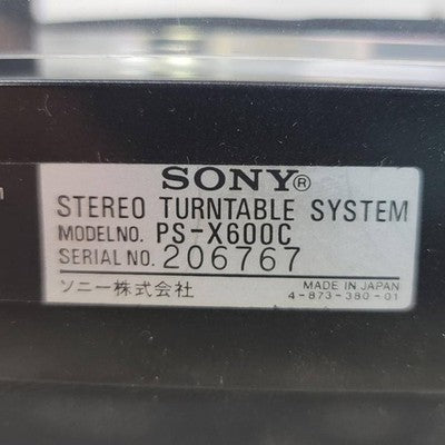 SONY PS-X600 TURNTABLE RECORD PLAYER WITH GENUINE HEADSHELL XL-20 CARTRIDGE