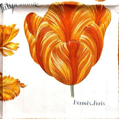 HERMES SILK SCARF GAVROCHE TULIP MANIA STYLISH MINT