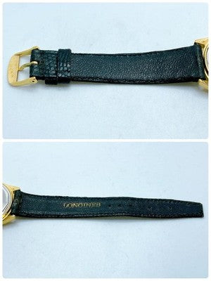 LONGINES 1663 AUTOMATIC DATE MEN'S VINTAGE GOLD DIAL ROUND WATCH BLACK STRAP