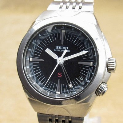 SEIKO SUS GMT 4S12-0010 BLACK DIAL AUTOMATIC STAINLESS STEEL VINTAGE WATCH 1997