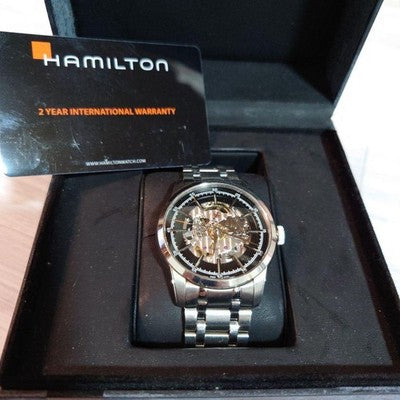 HAMILTON RAILROAD H40655131 AUTOMATIC SKELETON DIAL STAINLESS STEEL MENS BOX