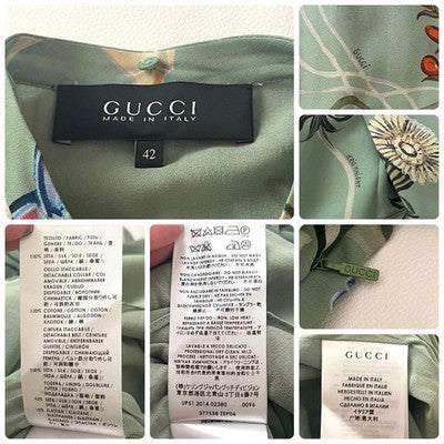 GUCCI KRIS KNIGHT FLORA SILK DRESS 2-WAY COLLAR BELTED WOMEN SIZE 42 JAPAN