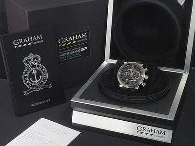 GRAHAM SILVERSTONE MERCEDES GP TRACKMASTER 2MEAS.B01A BLACK CARBON WATCH USED