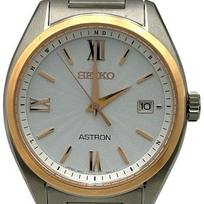 EIKO ASTRON ORIGIN SBXY034 7B72-0AD0 RADIO SOLAR GOLD BEZEL MEN'S WATCH