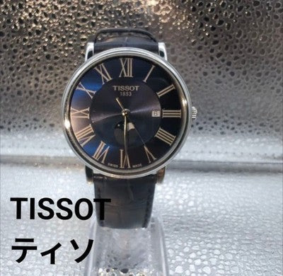 TISSOT CARSON PREMIUM T122423A MOONPHASE BLUE DIAL MENS WATCH BOX QUARTZQZ SS