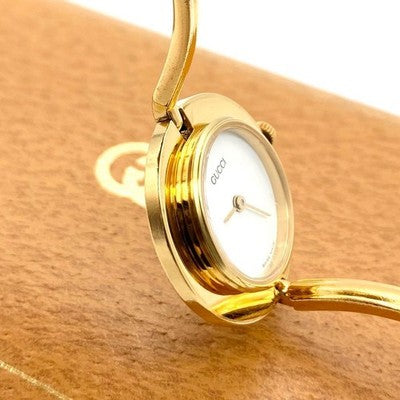 GUCCI CHANGE BEZEL 12 COLORS WOMEN'S WATCH - OVERHAULED, NEW BATTERY, GOLD TONE