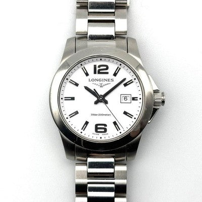 LONGINES CONQUEST L3.376.4 QUARTZ DATE STAINLESS STEEL LADIES WATCH SILVER