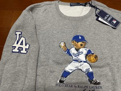 POLO RALPH LAUREN MLB LA DODGERS POLO BEAR SWEATSHIRT XXL GRAY NEW TAGS