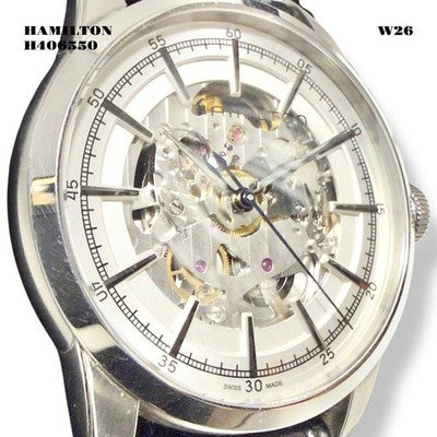 HAMILTON AMERICAN CLASSIC RAILROAD H406550 AUTOMATIC SKELETON DIAL WATCH