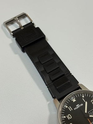 FORTIS FLIEGER 595221581 AUTOMATIC MENS WATCH BLACK DIAL DAY DATE MINT CONDITION
