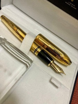 CROSS FOUNTAIN PEN 125 AT0706-5MD 18K GOLD PLATED LIMITED EDITION PEERLESS GOLD