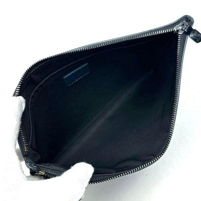 LOUIS VUITTON MONOGRAM SHADOW POCHETTE TO GO M83382 CLUTCH BAG NAVY BLACK