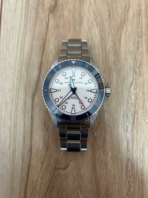 HAMILTON KHAKI NAVY SCUBA AUTO H825050 H82505150 43MM WHITE DIAL STEEL WATCH