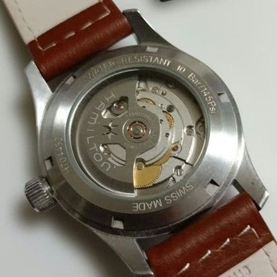 HAMILTON KHAKI FIELD AUTOMATIC H70455553 38MM WHITE DIAL LEATHER WATCH BOX