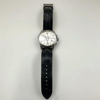 HAMILTON H325960 JAZZMASTER AUTO CHRONOGRAPH SILVER DIAL WITH BOX USED JAPAN