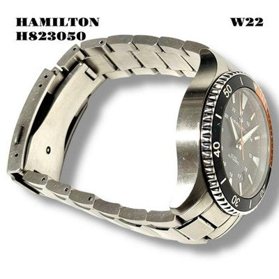 HAMILTON KHAKI AUTOMATIC H823050 NAVY SCUBA BLACK DIAL ORANGE HAND MEN'S WATCH