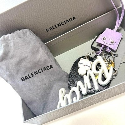 BALENCIAGA Le City Heart Charm Keyring Lilac/Black Used From Japan