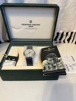 FREDERIQUE CONSTANT FC270EG3P6 BUSINESS TIMER MOONPHASE QUARTZ WATCH W/ BOX