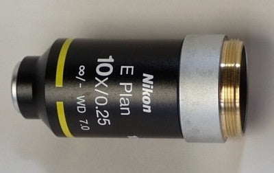 Nikon CFI E Plan 10x 0.25 Infinity Objective Lens ∞/- Removed From E200 Used