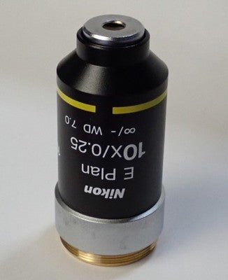 Nikon CFI E Plan 10x 0.25 Infinity Objective Lens ∞/- Removed From E200 Used