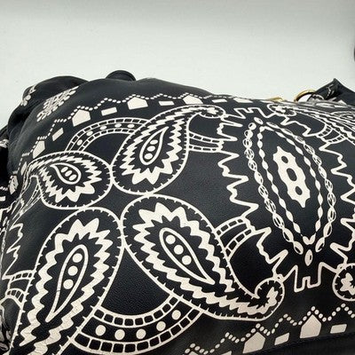 SACAI 16-01120M PAISLEY LEATHER 2WAY ROPE HANDLE SHOULDER BAG NAVY/WHITE