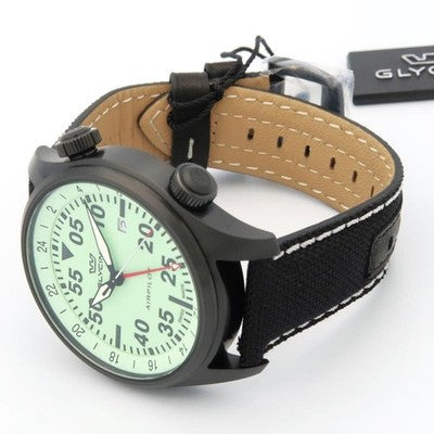 GLYCINE GL0439 AIR PILOT GMT 44MM BLACK MILITARY QUARTZ WATCH UNUSED W/ BOX MINT