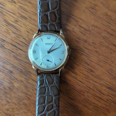 HERMES HAND-WINDING WATCH 1950S 33.5CM CASE 17MM LUG WIDTH SILVER ANTIQUE