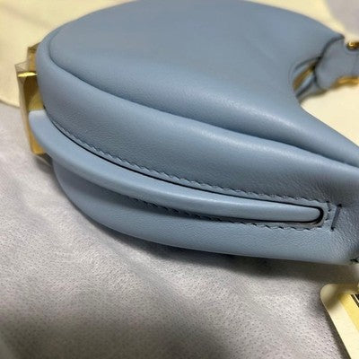 FENDI NANO FENDIGRAPHY POUCH 7AS089 LIGHT BLUE LEATHER UNUSED W/ DUST BAG