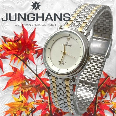 JUNGHANS MEN'S WRISTWATCH 1P DIAMOND 3 HANDS QUARTZ ASTRA ROUND FACE DIAL BLACK