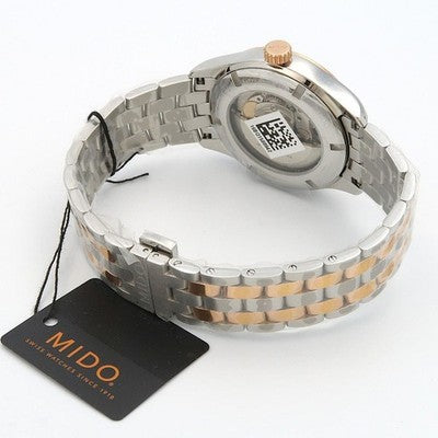 MIDO BELLUNA II M0244072203109 AUTOMATIC SILVER ROSE GOLD MEN'S WATCH BOX