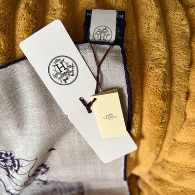 HERMES CARRE 140 JUNGLE LOVE LEOPARD CASHMERE SILK GRAY PURPLE GIFTS UNUSED
