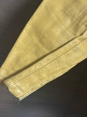 60s BATES Leather Single Rider's Racing Jacket Size L Mustard Vintage Used From