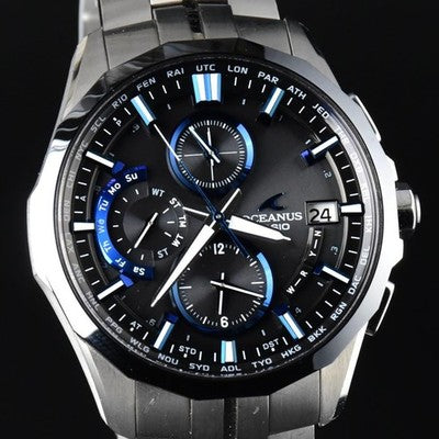 CASIO OCEANUS MANTA OCW-S3001-1AJF TITANIUM SOLAR RADIO WAVE MEN WATCH BLUE