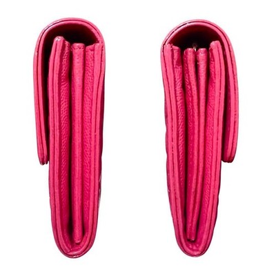 CHANEL CAMELLIA EMBOSSED CAVIAR SKIN LONG WALLET PINK GOLD HARDWARE