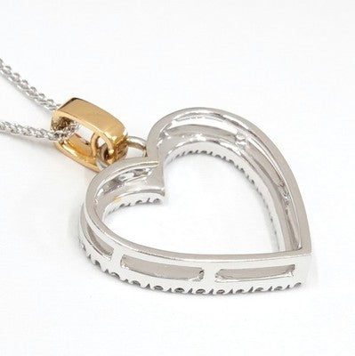 DAMIANI DIAMOND HEART NECKLACE IN 18K WHITE GOLD/PINK FASHION JEWELRY