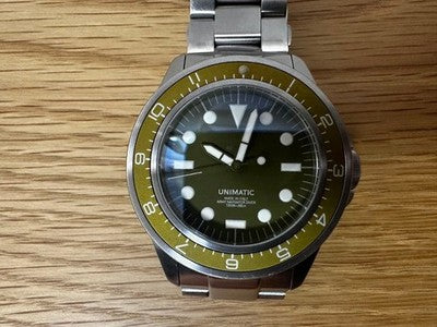 UNIMATIC U1 DZ OLIVE GREEN AUTOMATIC WATCH 41MM DIVER STYLE RARE ITALY