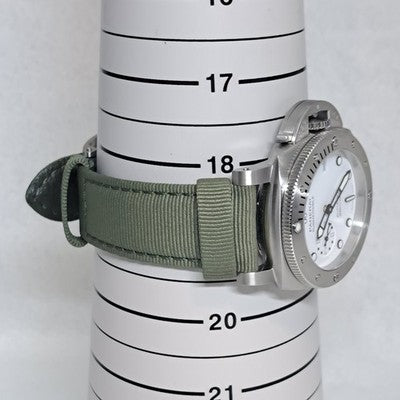 PANERAI SUBMERSIBLE BIANCO PAM02223 ORIGINAL GREEN TEXTILE STRAP SS WHITE WATCH
