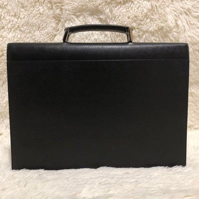 PRADA BLACK LEATHER BUSINESS BRIEFCASE BAG MEN'S AUTHENTIC EXCELLENT COND