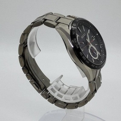 SEIKO BRIGHTZ SAGA241 8B63-0AB0 TITANIUM SOLAR RADIO BLACK DIAL MENS WATCH