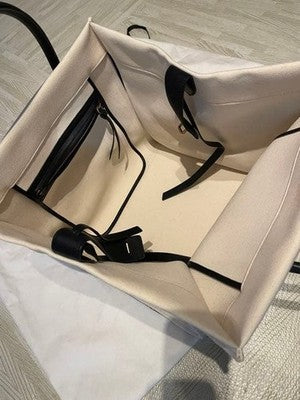 AUTHENTIC CELINE MEDIUM LUGGAGE PHANTOM TOTE BAG CANVAS WITH LEATHER TRIM WHITE