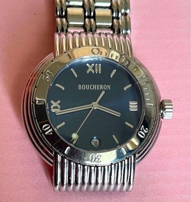 BOUCHERON AG212942 BLUE DIAL 10ATM WATER RESISTANT SWISS QUARTZ WATCH STAINLESS