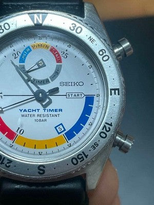 RARE SEIKO 8M37-6000 YACHT TIMER VINTAGE QUARTZ SAILING WATCH WORKING JAPAN