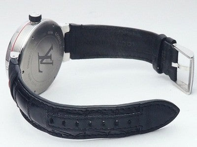 LOUIS VUITTON TAMBOR GRAPHITE GMT Q1D30 SS GRAY MEN'S AUTOMATIC WRISTWATCH USED