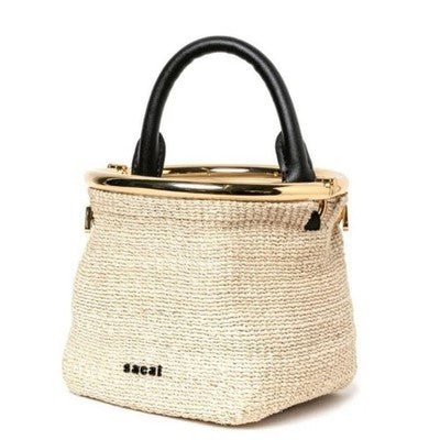 SACAI ABAKA PURSKET BAG RAFFIA SHOULDER BAG 2-WAY USED WITH DUST BAG